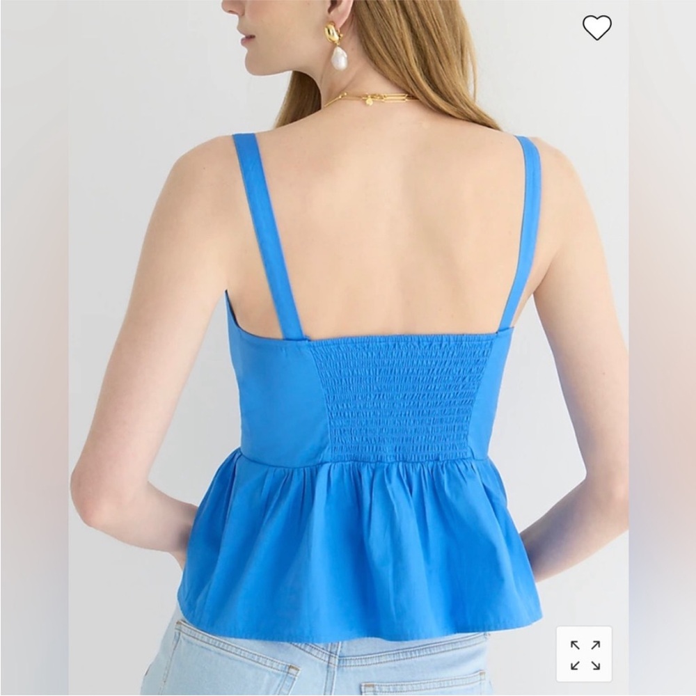 J. Crew Tie-Front Button-Up Peplum Top in Cotton Poplin NWT Size 4 - Picture 2 of 11